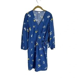Old Navy Blue Floral Wrap Dress